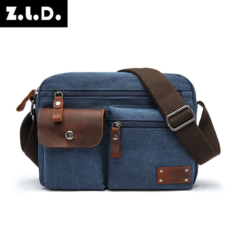 Men's Cross Mirror Canvas Korean Trendy Men's Messenger Bags