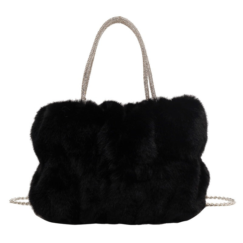 Women's Niche Plush Popular Chain Portable Fur Crossbody Bags