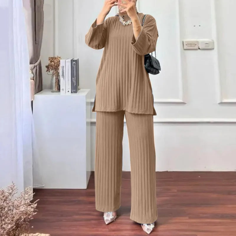 Women's Autumn Long Sleeve Shirt Wide Leg Suits