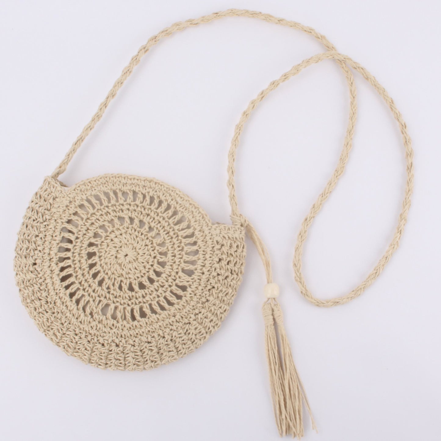Women's Handmade Woven Tassel Hand-woven Crocheted Round Crossbody Bags