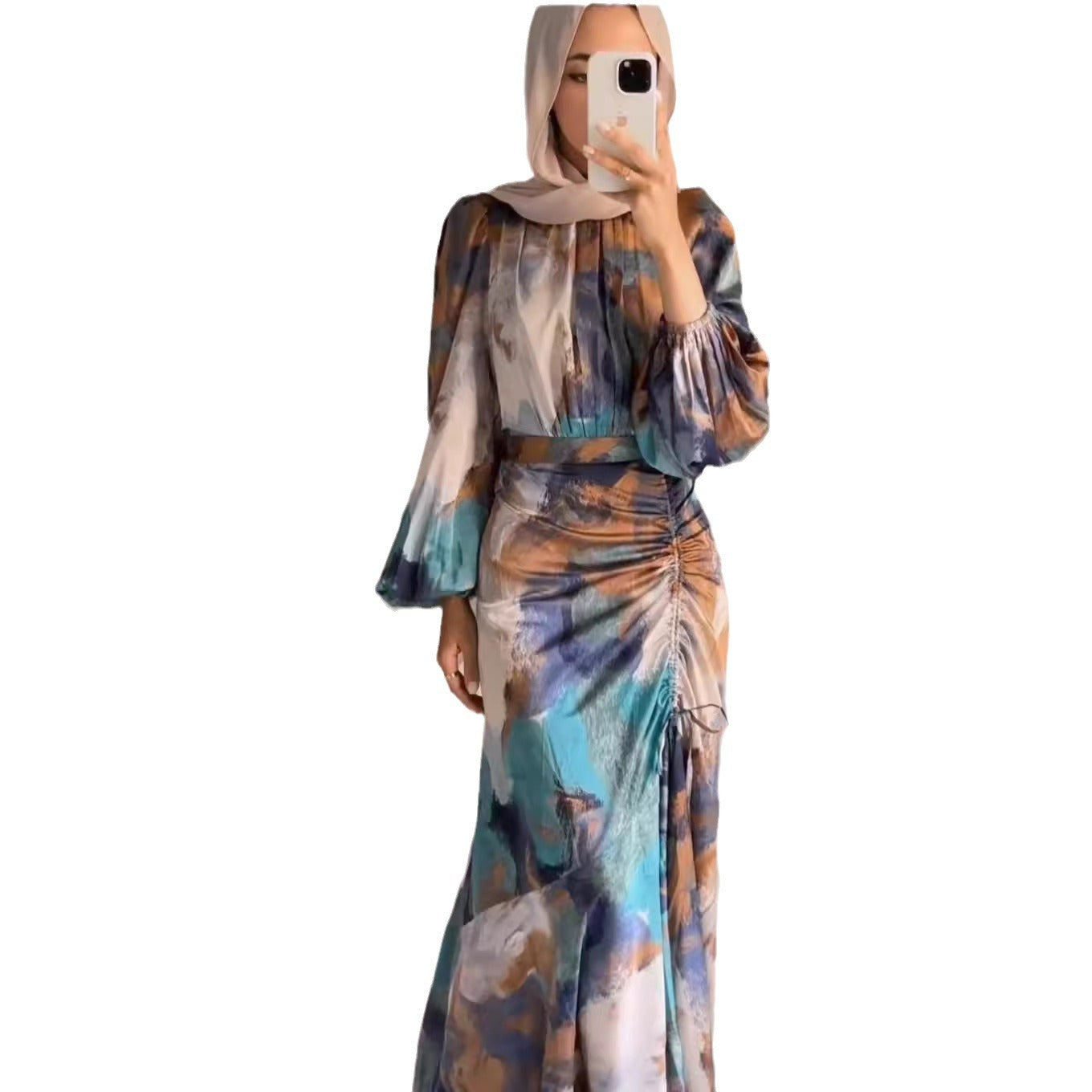 Women's Pleated Slimming Long Sleeve Dress Commuter Dresses