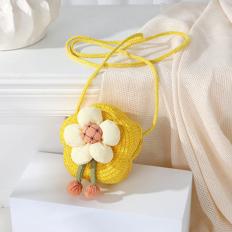 Women's Woven Seaside Flower Beach Summer Mini Children's Coin Purse