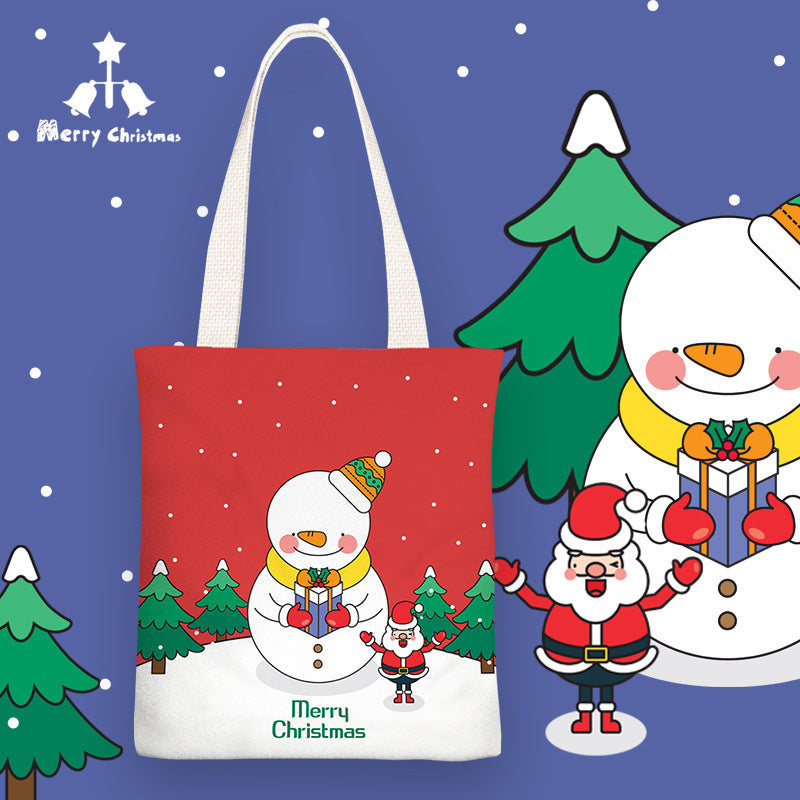 Little Christmas Fresh Canvas Female Simple Shoulder Bags