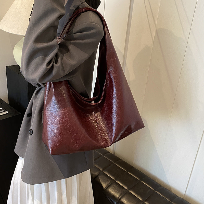 Women's Large Capacity High-grade Retro Textured Underarm Shoulder Bags