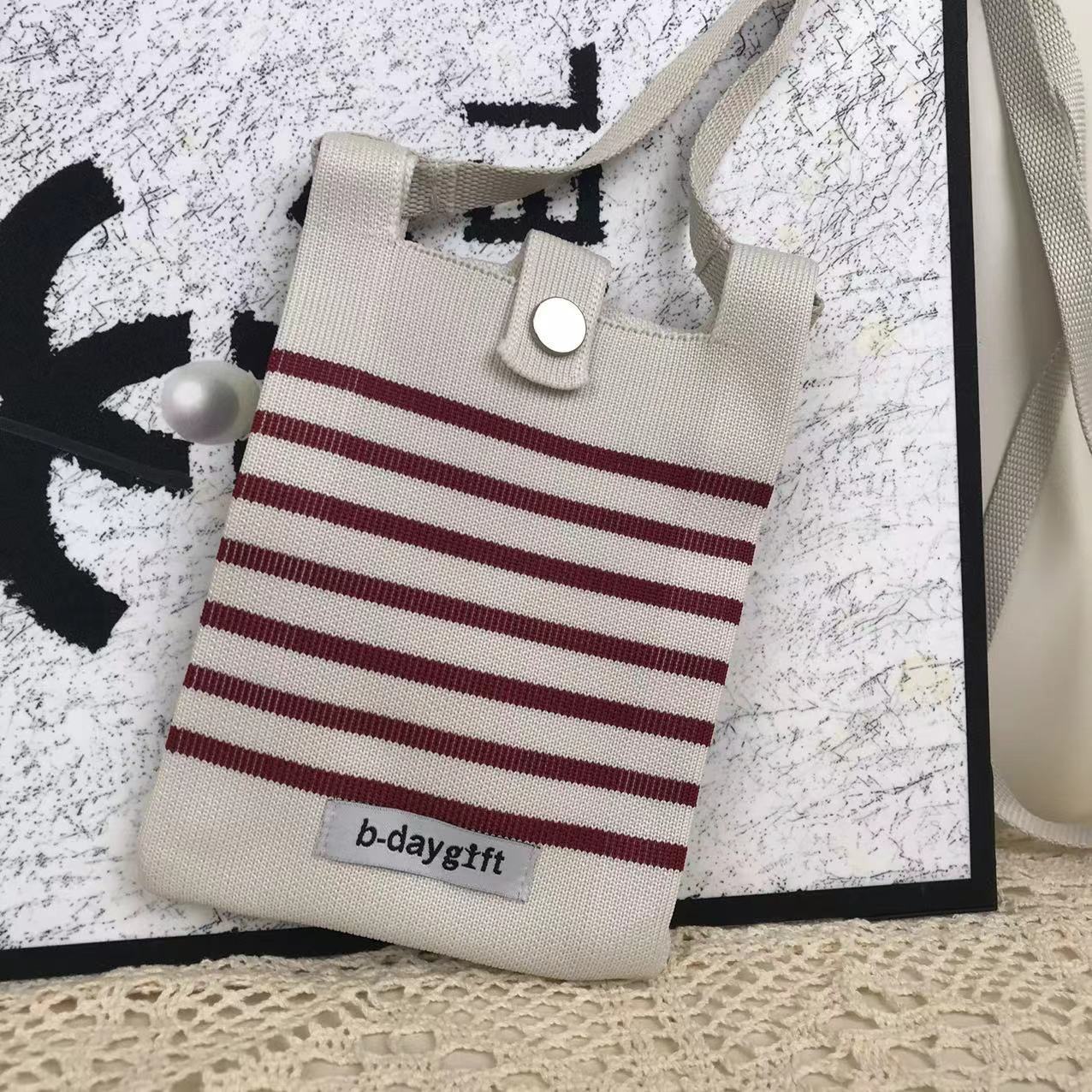 Women's Spring Simple Striped Knitted For Summer Coin Purses
