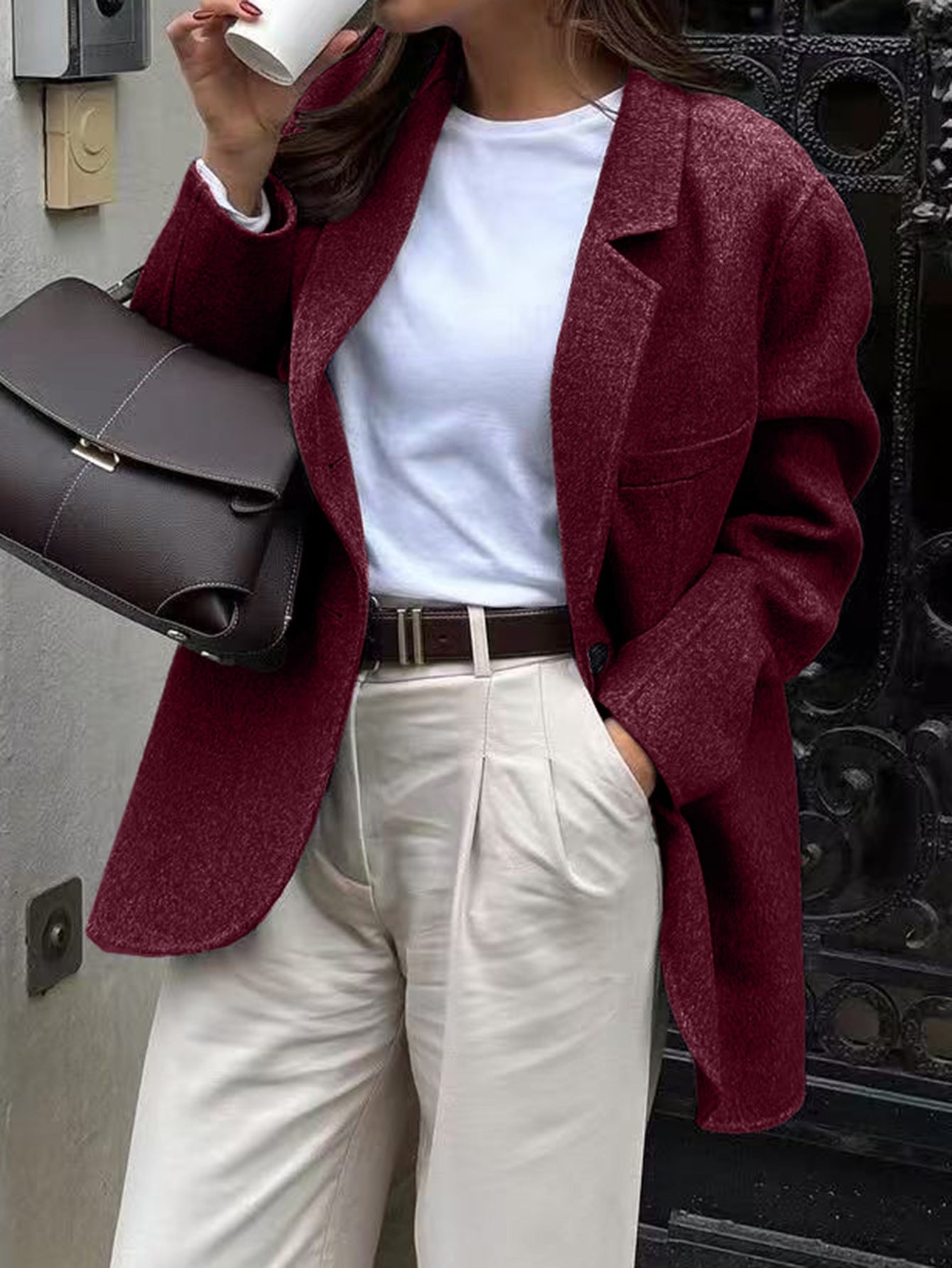 Pretty Charming Women's Casual Solid Color Coats
