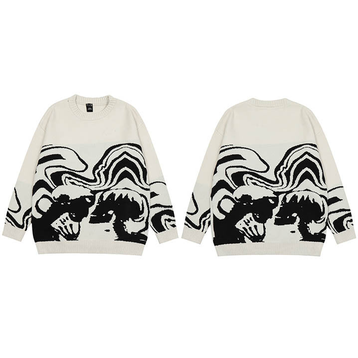 Women's & Men's & Loose Cool Jacquard Dark Style Sweaters