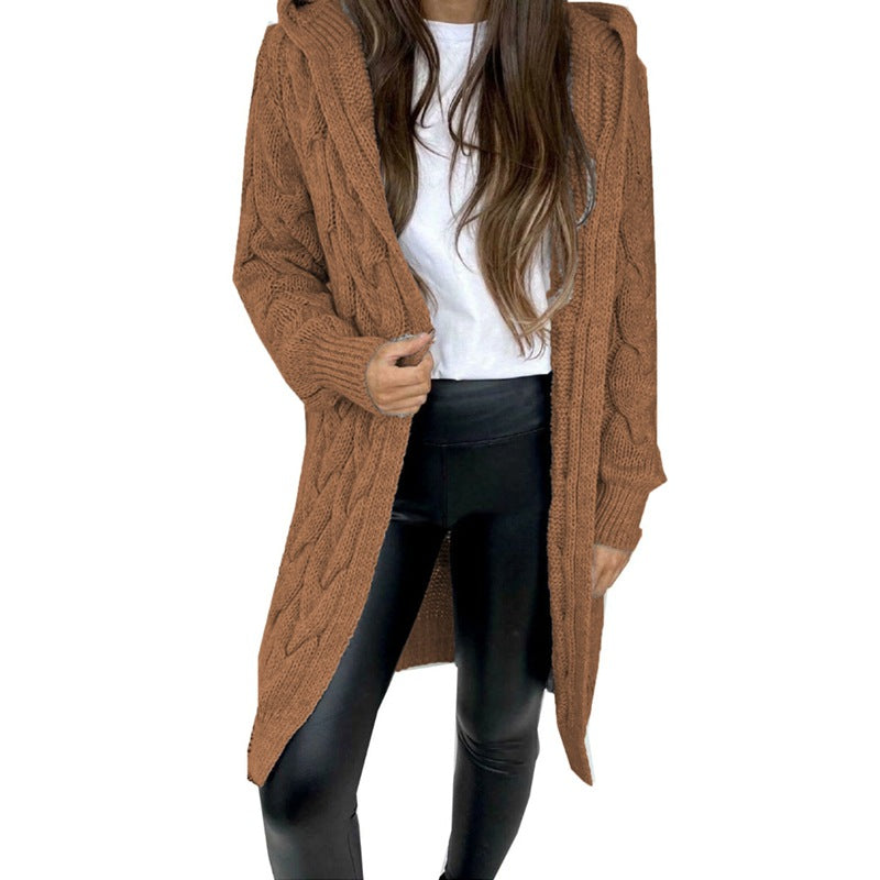 Women's Loose Hooded Large Twist For Knitwear