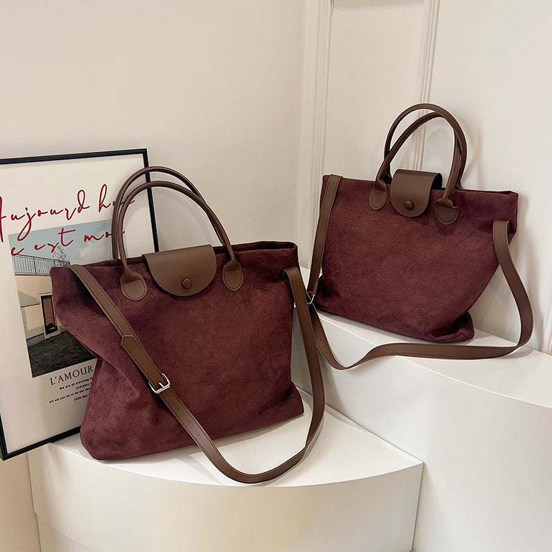 Women's Deerskin Veet Portable Large Capacity Fashionable Bags