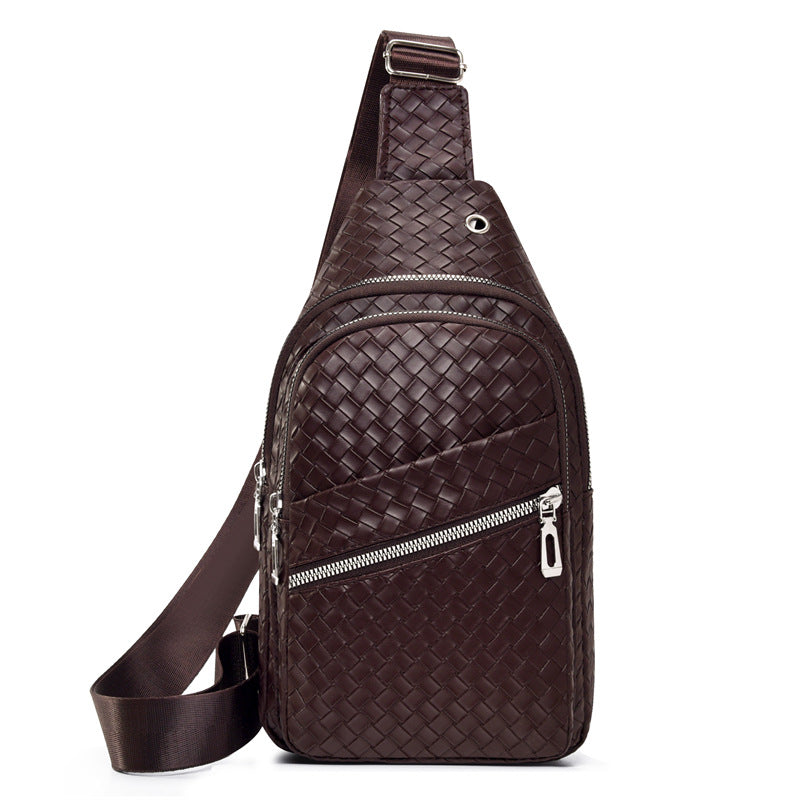 Men's Trendy Soft Leather Simple Waterproof Leisure Men's Chest Bags