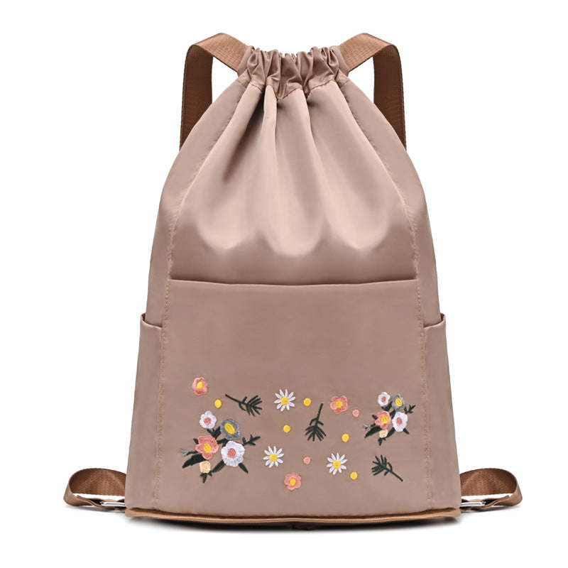 Women's Large Capacity Embroidered Folding Short Distance Dry Wet Separation Backpacks