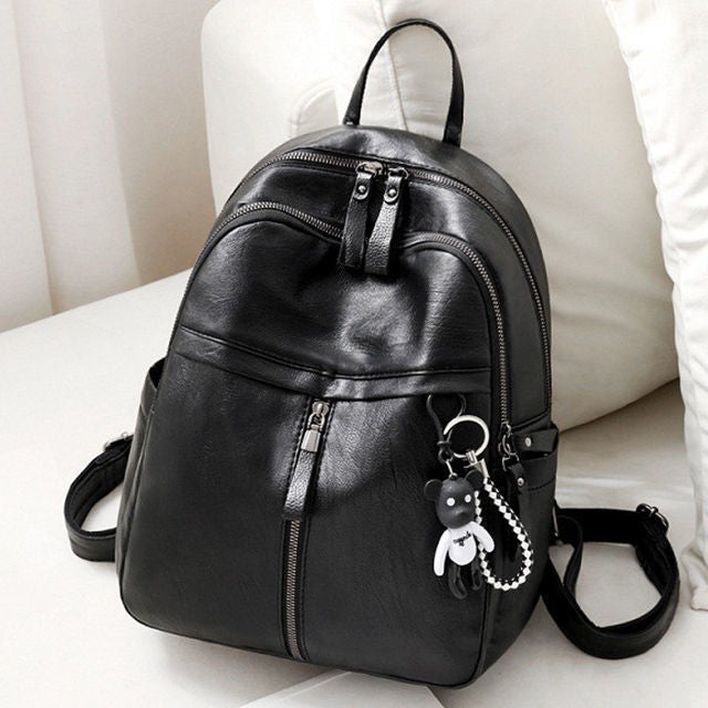 Women's Soft Leather Textured Large Capacity Leisure Backpacks