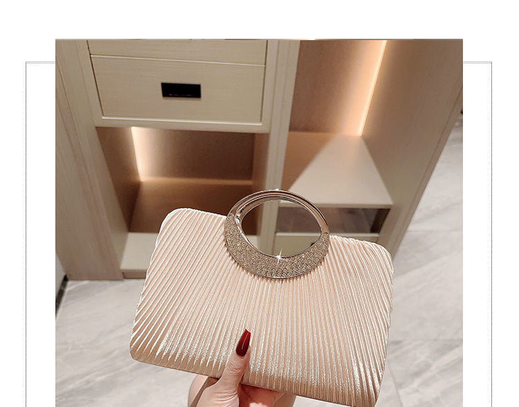 Pleated Dinner Rhinestone Banquet Clutch Dress Garment Evening Bags