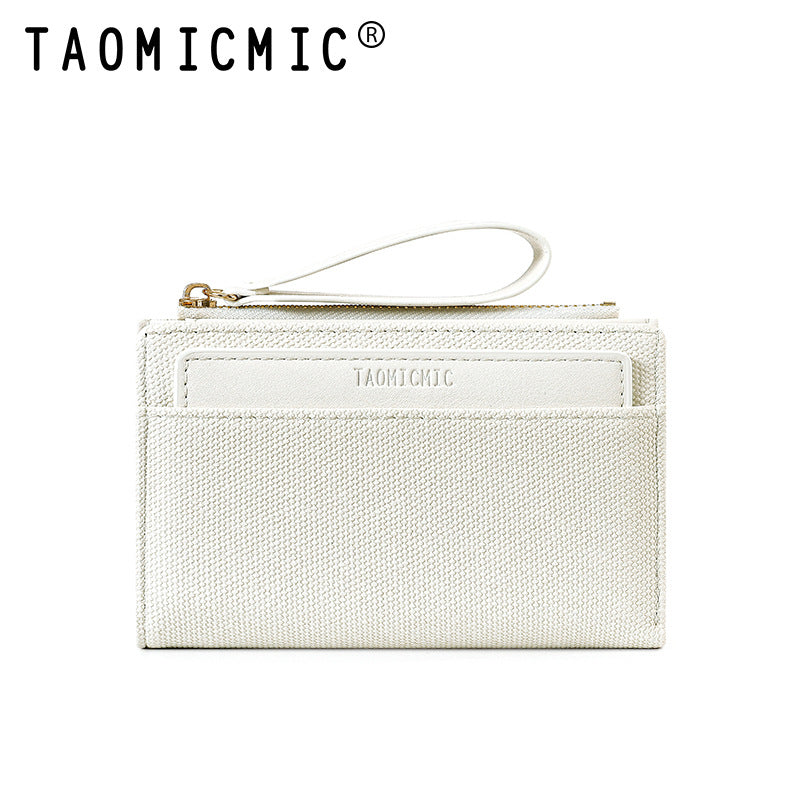 Women's Short Pocket Money Multiple Slots Canvas Pattern Ladies Wallets