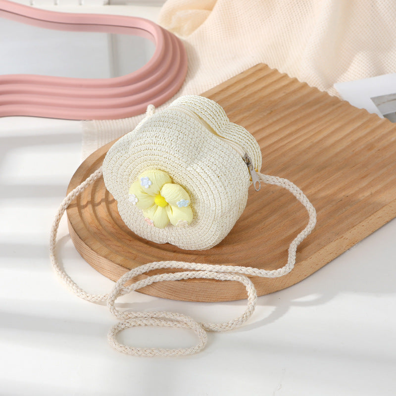 Women's Woven Seaside Flower Beach Summer Mini Children's Coin Purse