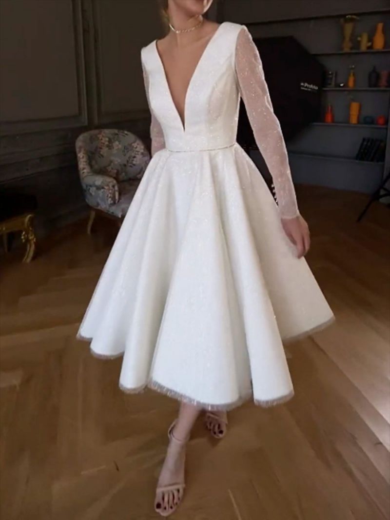 Women's Long Dress Sexy Bronze Printing Sleeve Wedding Dresses