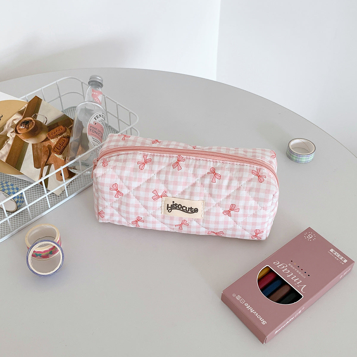 Plaid Simple Good-looking Makeup Brush Assorted Cosmetic Bags