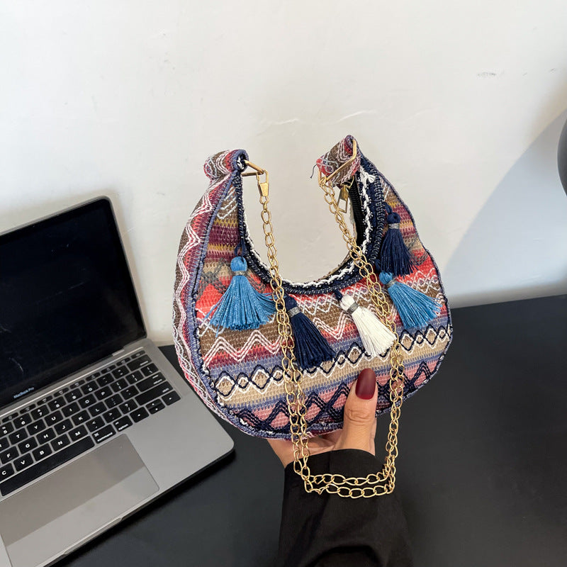 Women's Embroidered Ethnic Style Tassel Woven Fashion Crossbody Bags