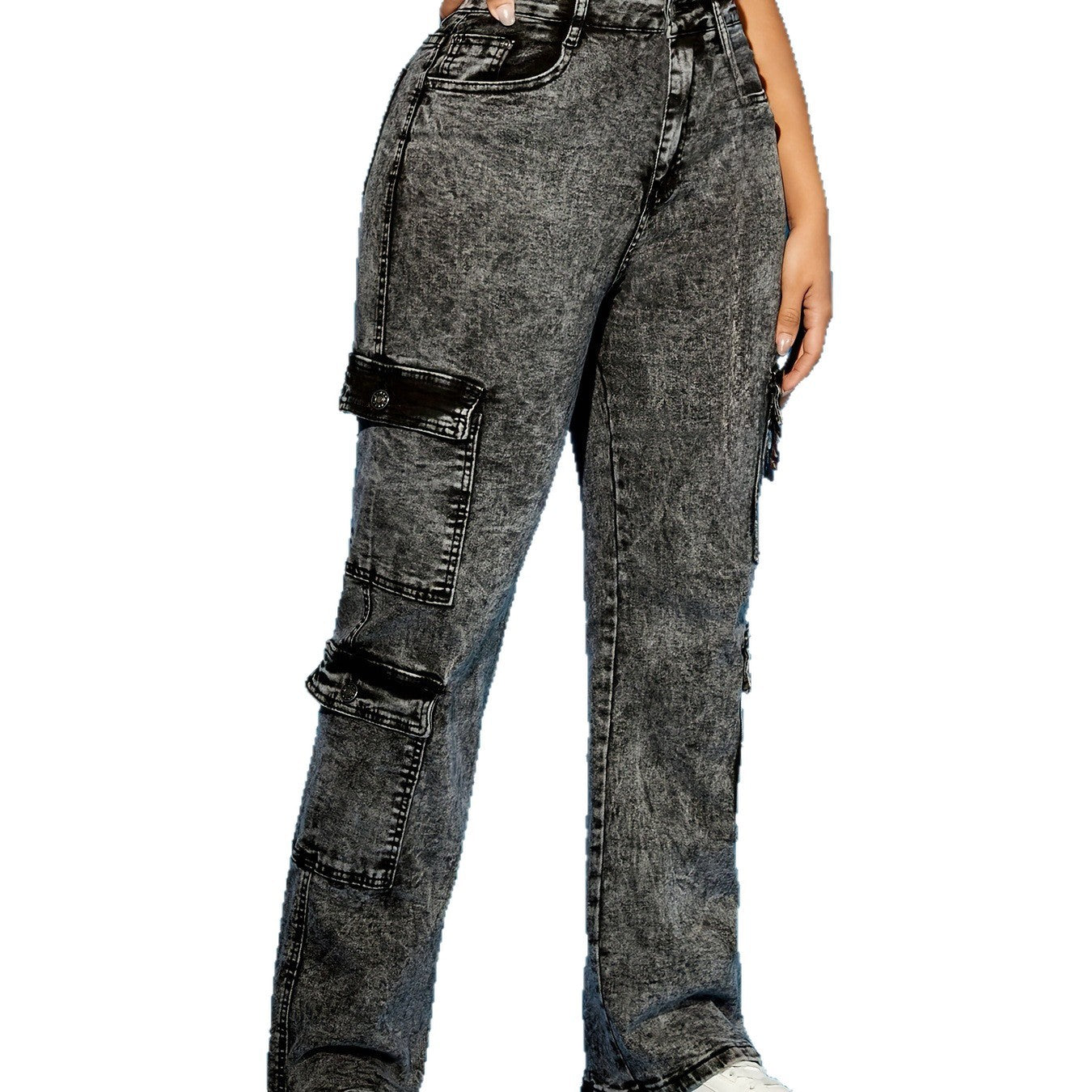 Women's Overalls Stretch Cowboy Black Trousers Jeans