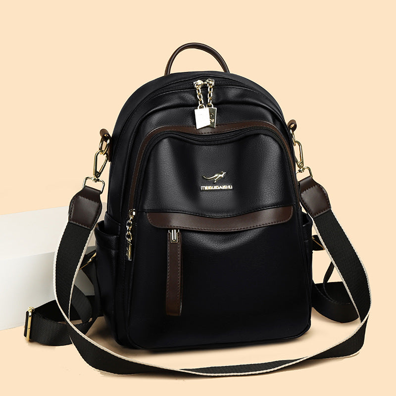 Fashion Mother Soft Leather Large Capacity Backpacks