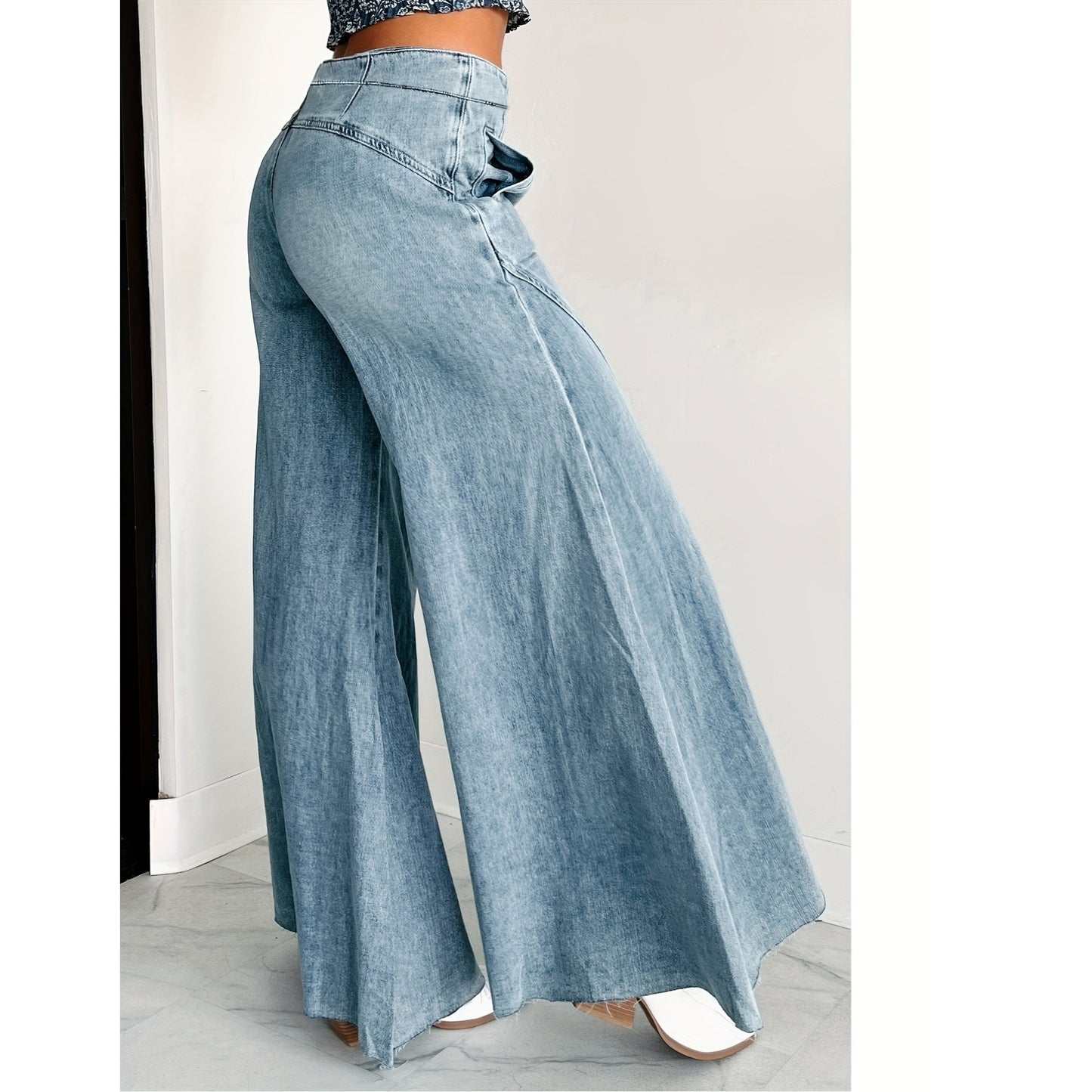 Women's Marked Elegant Fashion Washed Denim Simple Jeans