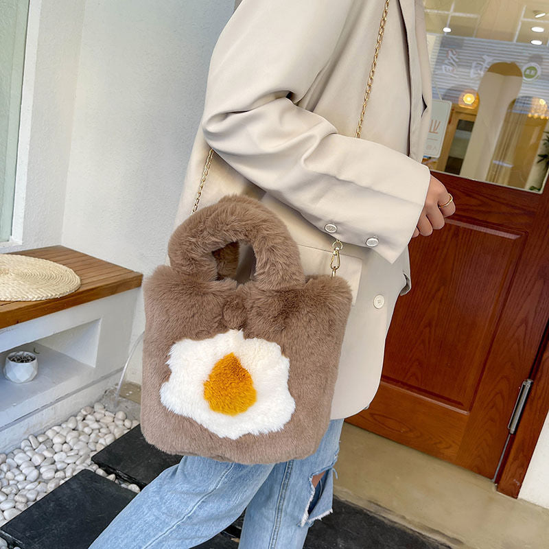 Women's Trendy Fashion Plush Portable Fur Large Crossbody Bags