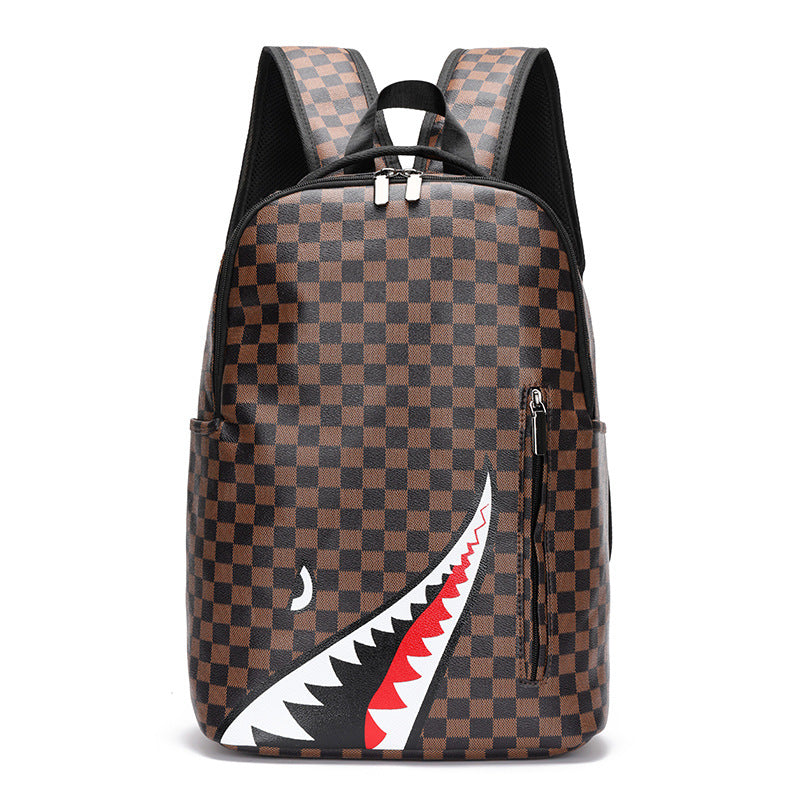 Men's Computer Fashion Trend Plaid Large Capacity Backpacks