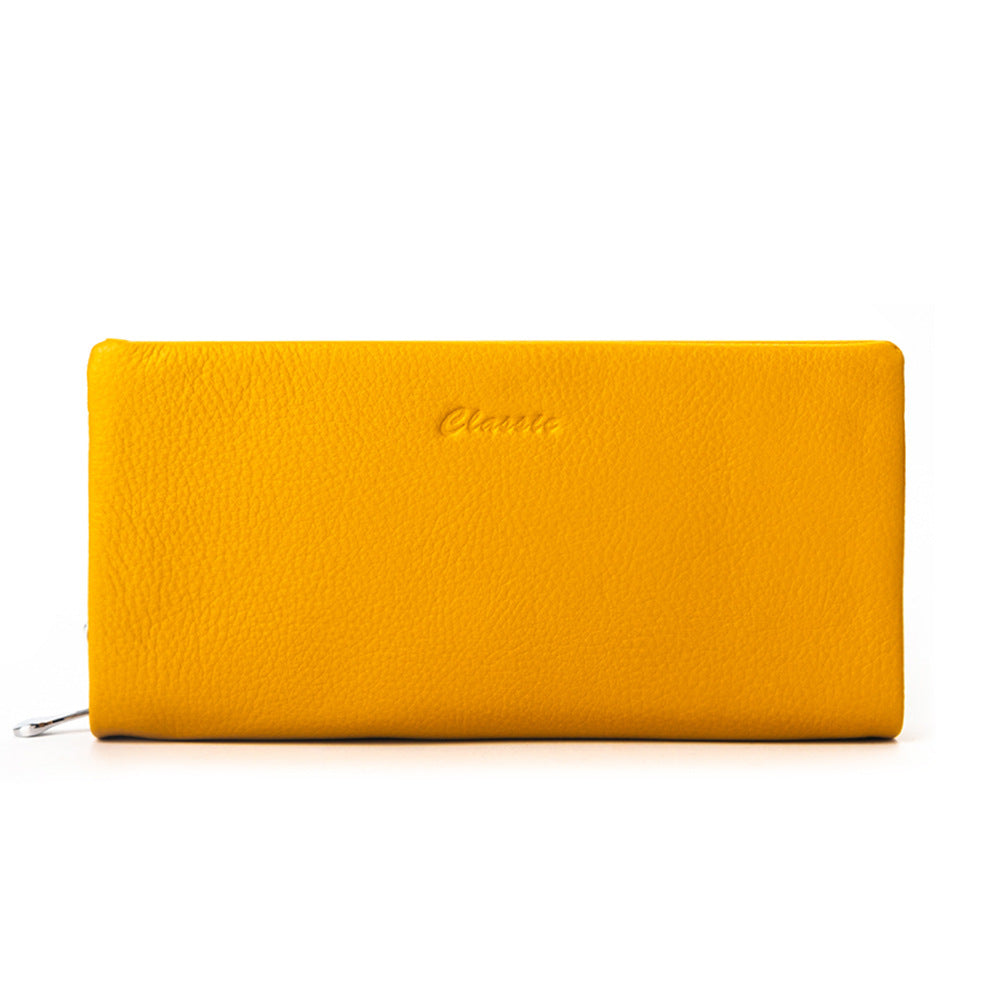 Long First Layer Cowhide Clutch Large Ladies Wallets