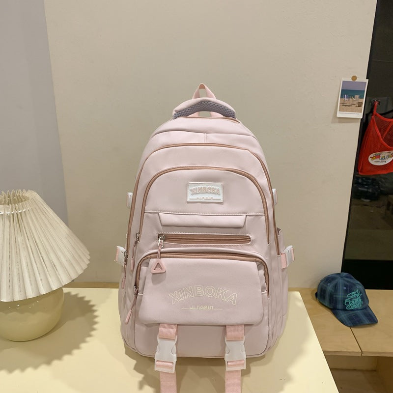 Women's Fashion Solid Color Wide Strap Portable Backpacks