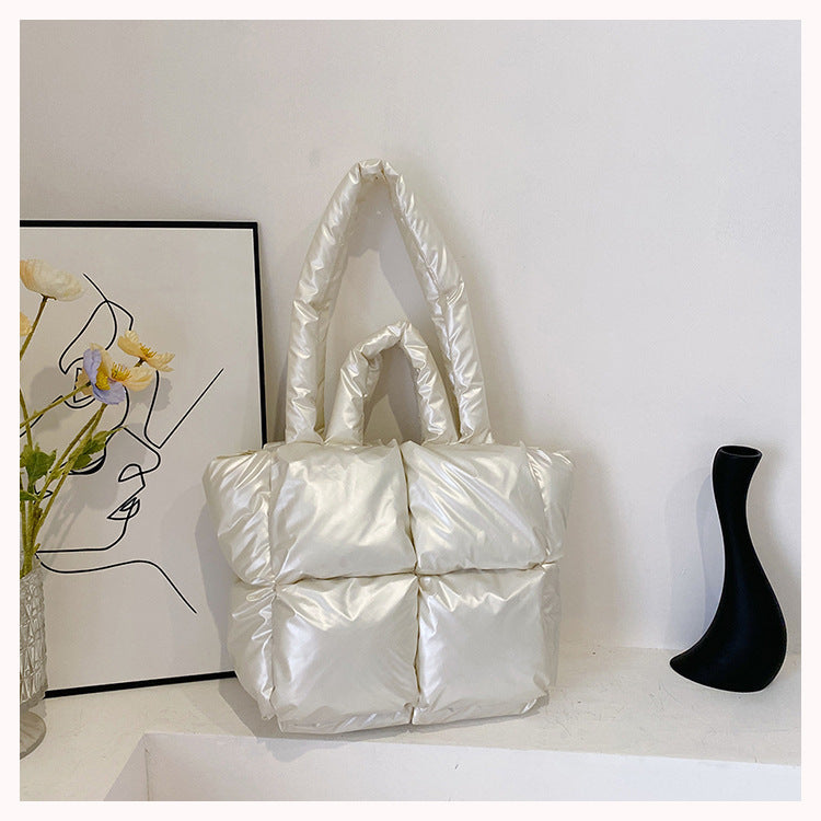 Women's Fashion Large Capacity Totes High-grade Shiny Simple Shoulder Bags