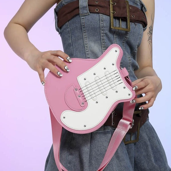 Women's Guitar Shape Handmade Personality Creative Female Shoulder Bags