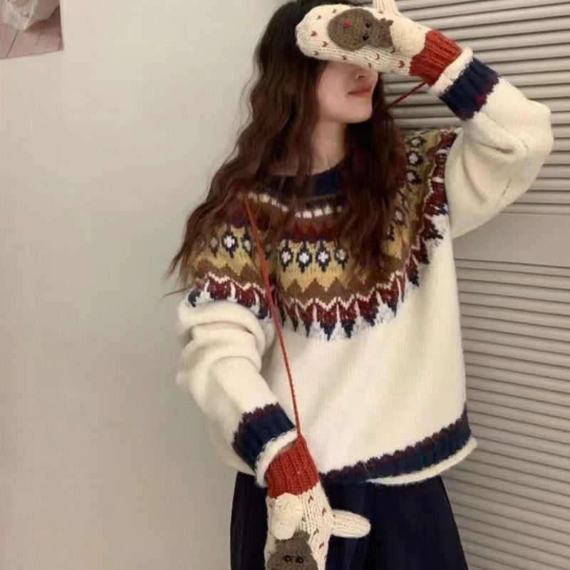 Women's Retro Loose Idle Soft Glutinous High-grade Round Sweaters