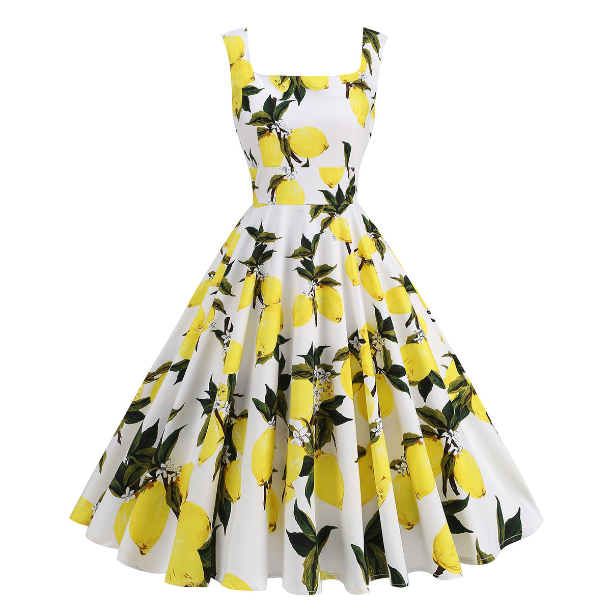 Summer Retro Hepburn Style High Waist Fresh Printed Dress