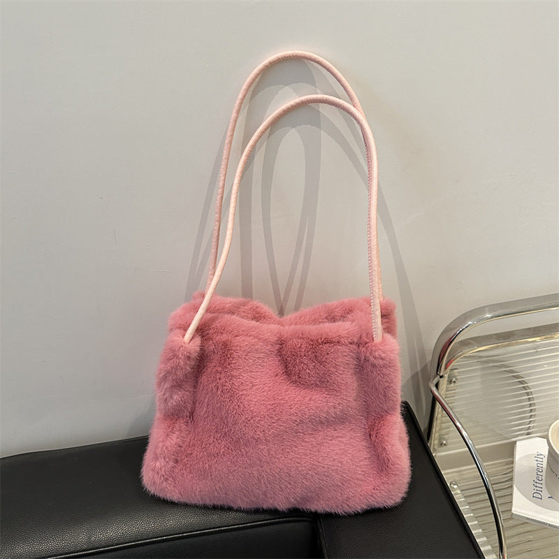 Women's Popular Plush Fur Furry Korean Armpit Bags