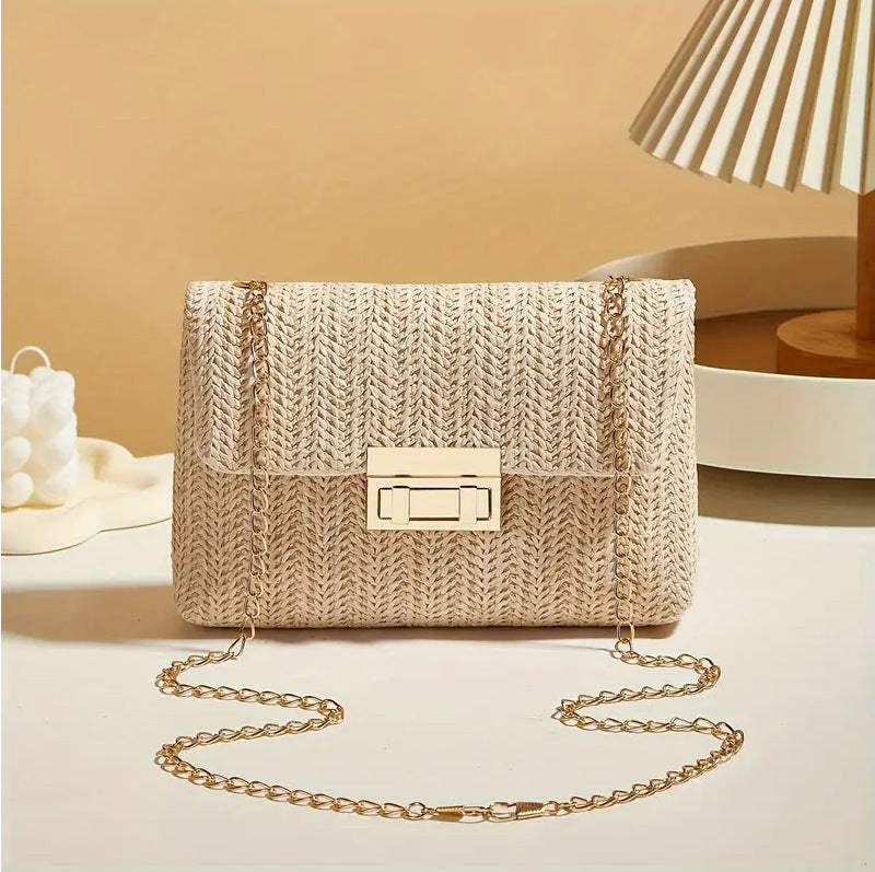 Women's Fashion Korean Style Trendy Straw Closed Crossbody Bags