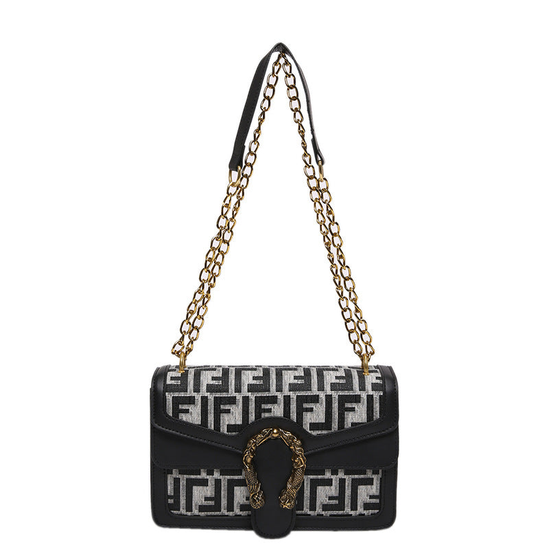 Women's Simple Fashion Retro Printed Chain Texture Crossbody Bags