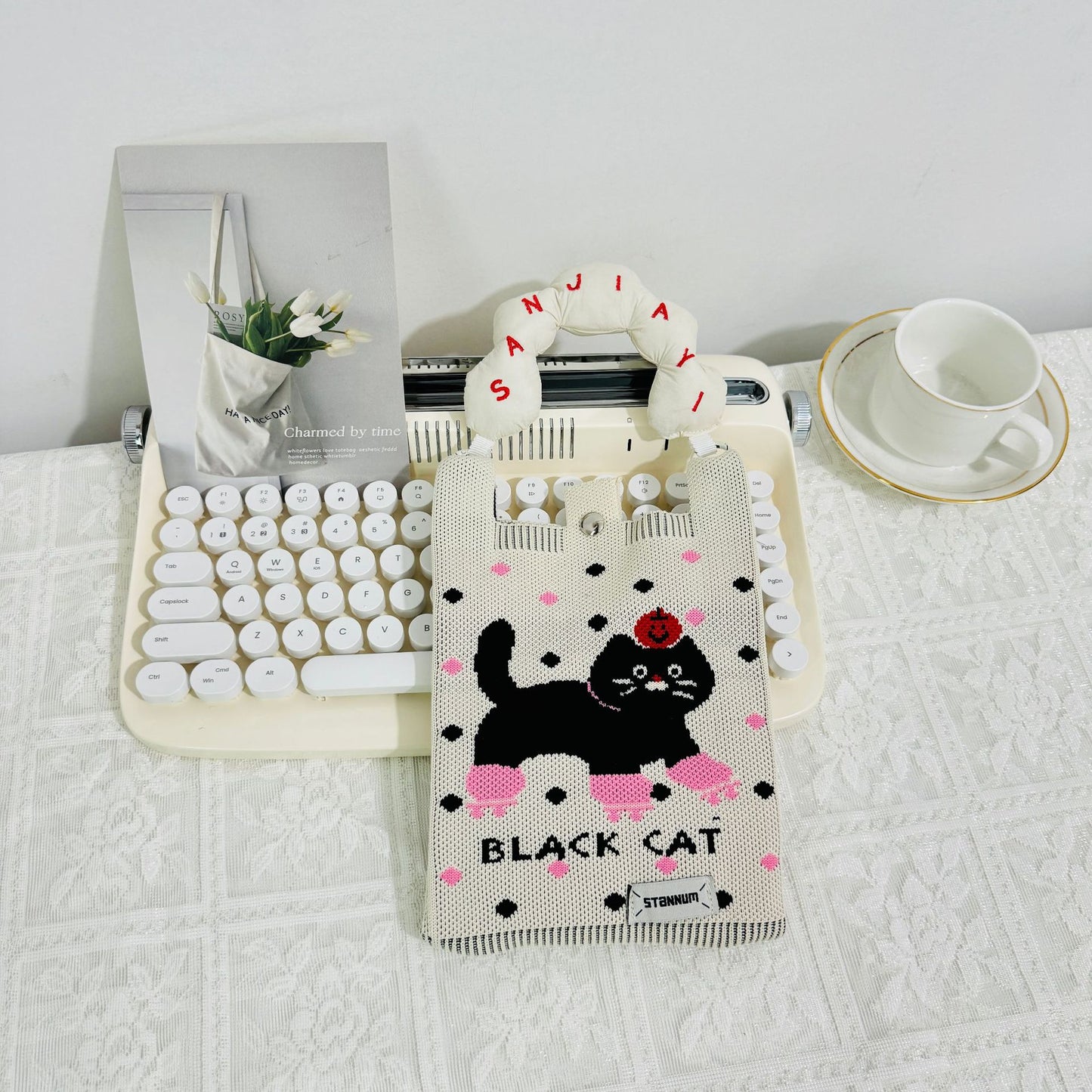 Creative Cute Cartoon Cat Knitted Mini Crossbody Bags