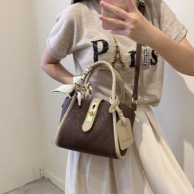 Women's Fashionable Silk Scarf Commuter Handmade Crossbody Bags