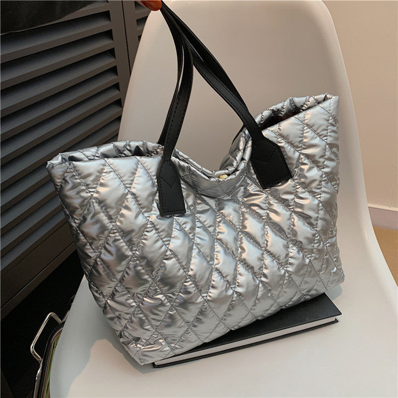Women's Large Capacity Bale Of Cotton Down Warm Padded Shoulder Bags