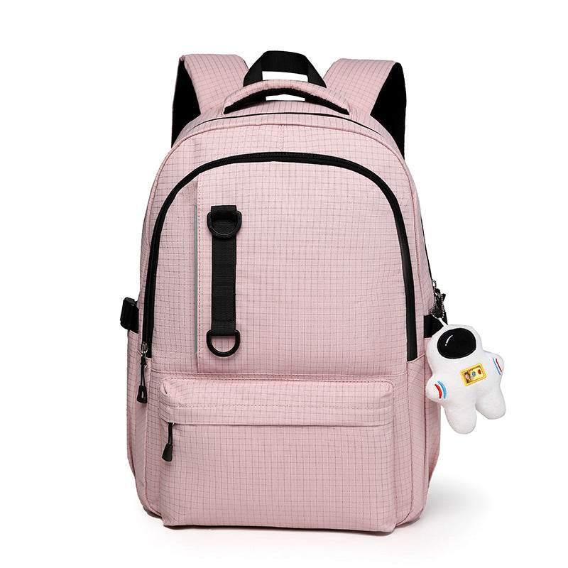 Korean Style Unisex Plaid Couple Large Backpacks