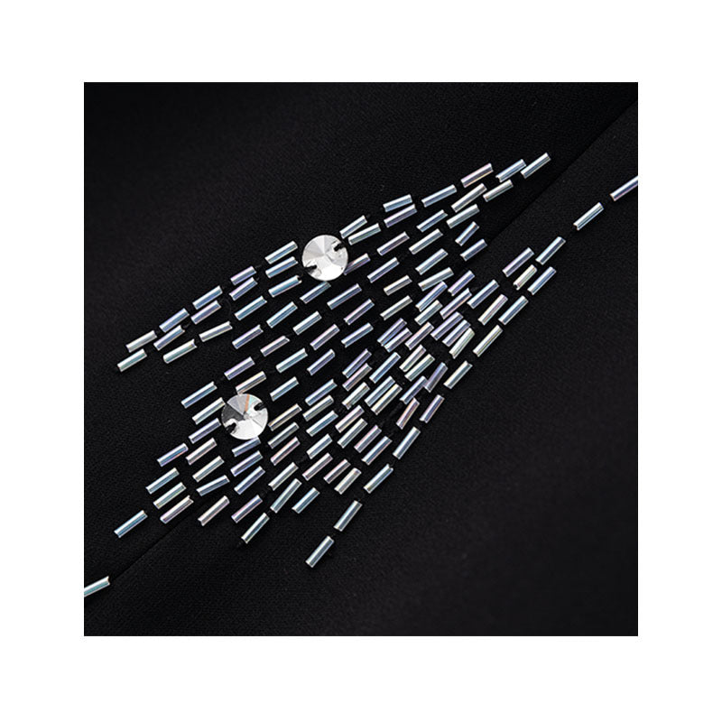 Women's Beaded Sequined Black Dress Elegant Fashion Wear Dresses