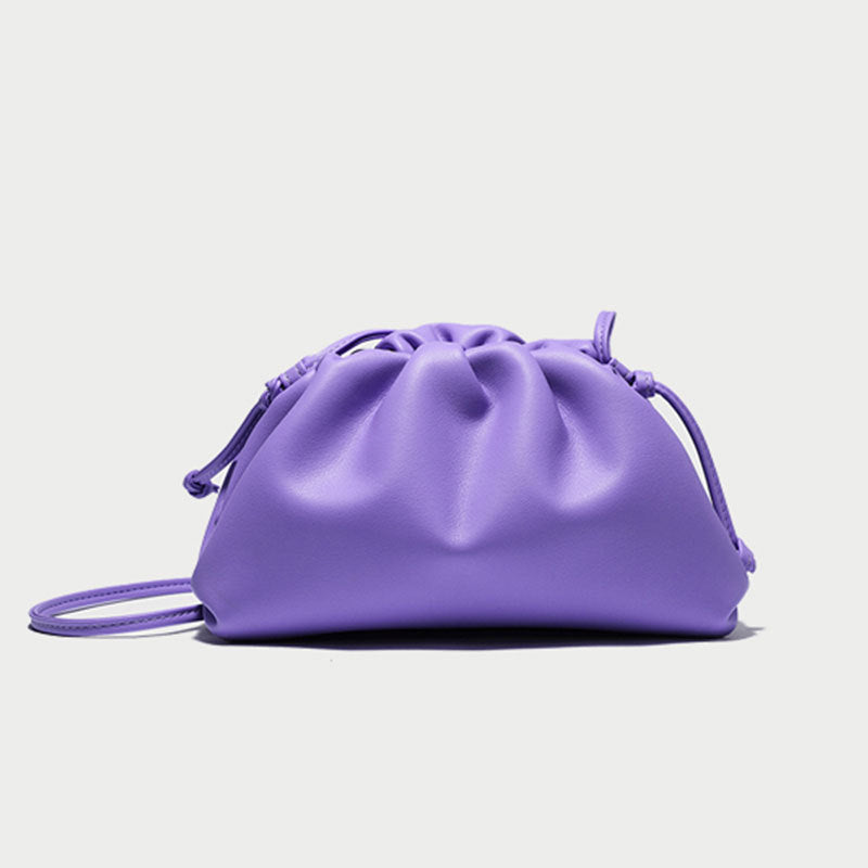 Women's Color Soft Cowhide Pleated Dumpling Fashion Trendy Crossbody Bags