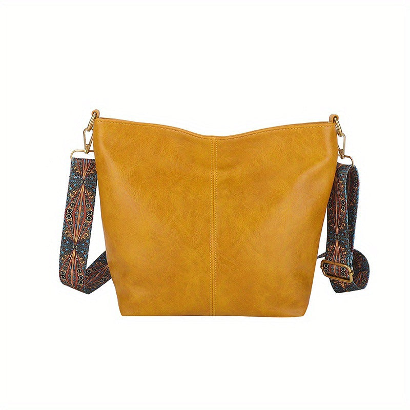 Women's Large Capacity Retro Broadband Advanced Texture Crossbody Bags