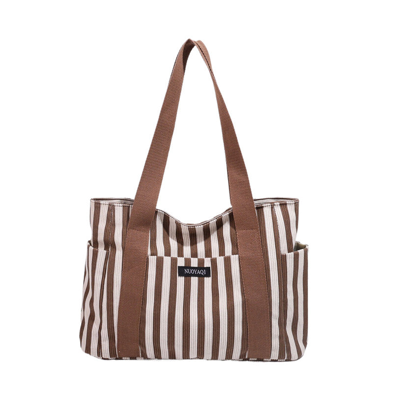 Women's Commuter Large Capacity Striped Temperament Fashion Shoulder Bags