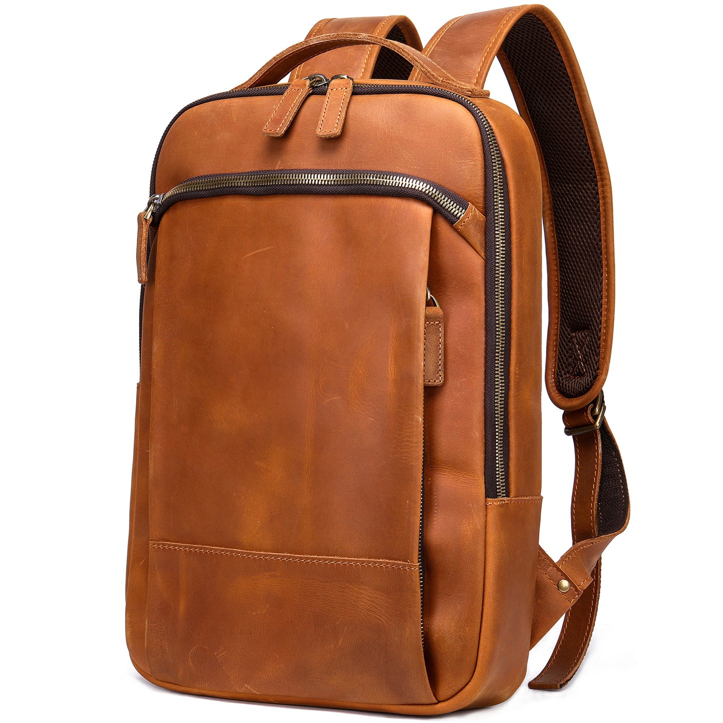 Men's Crazy Horse Leather Vintage Genuine Large Backpacks