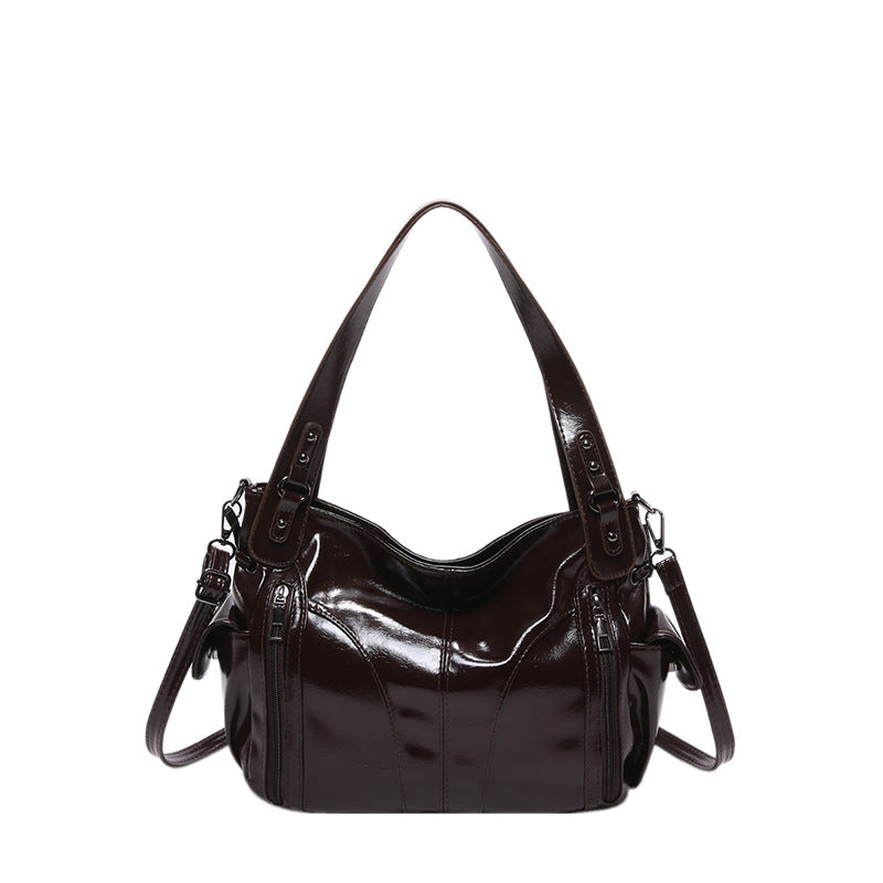 Women's Glossy Leisure Commute Textured Style Retro Shoulder Bags