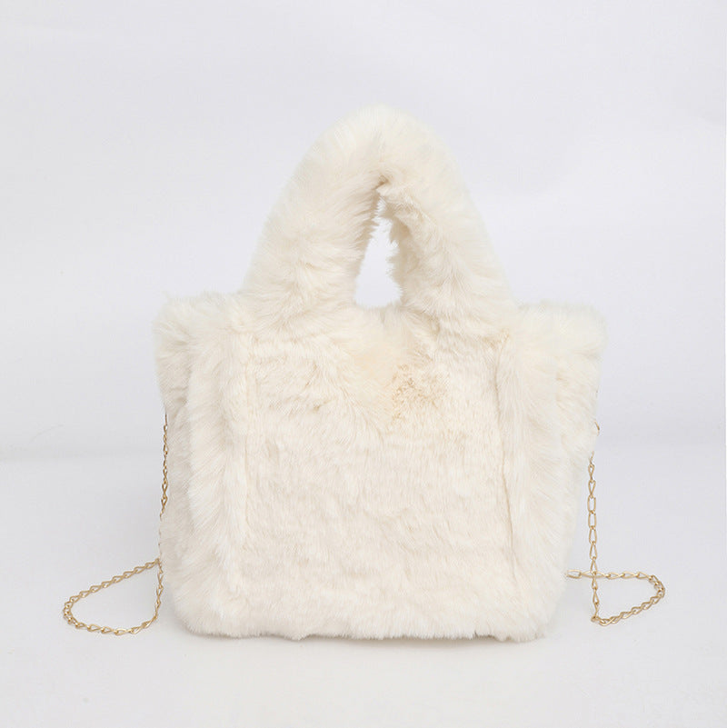 Women's Plush Imitate Rex Rabbit Fur Mini Crossbody Bags