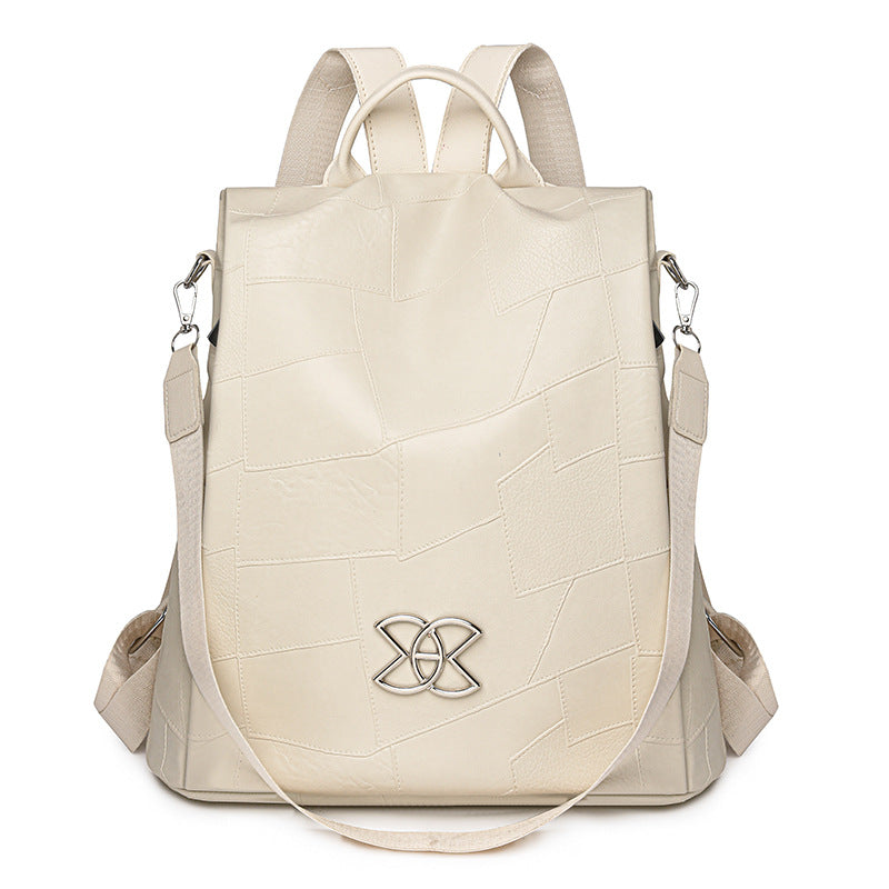 Women's Stitching Leather Lightweight Leisure Fashion Backpacks