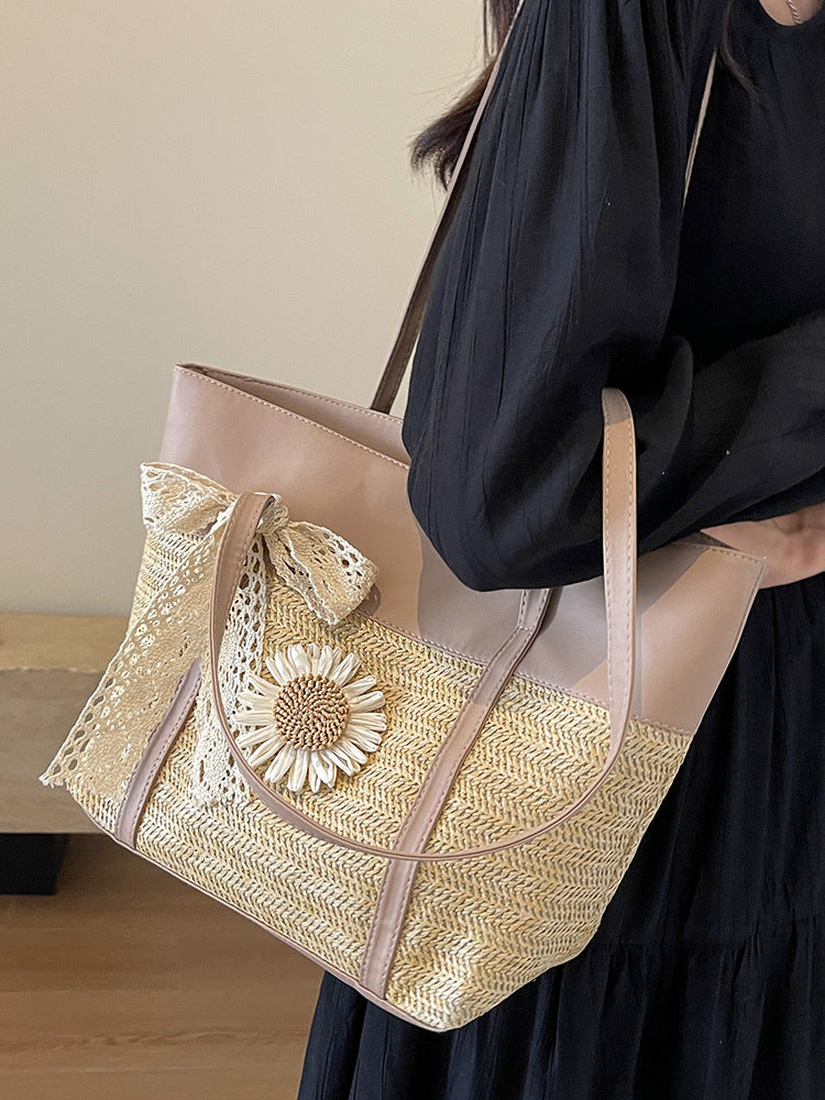 Women's Large Capacity High-grade Straw College Class Bags