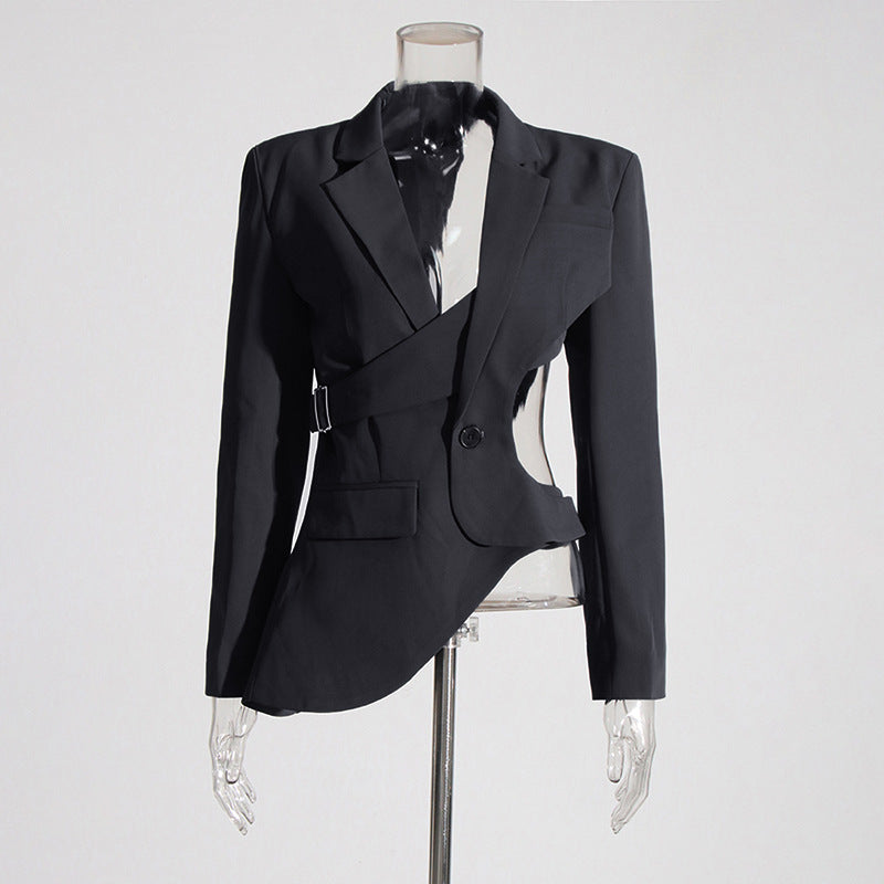 Women's Minority Style Autumn Asymmetric Midriff Slim Fit Business Coats